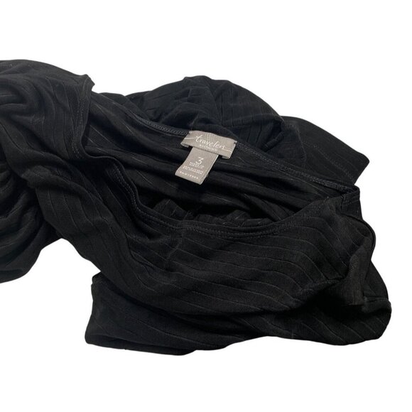 Chicos Travelers Black Draped 3/4 Sleeve Tunic Size 3 Wrinkle Free Easy Travel - Picture 4 of 4